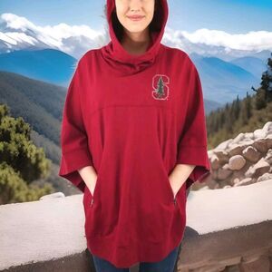 NWT! E5 Stanford Cardinal University Cotton Poncho/Hoodie Pockets Size L/XL